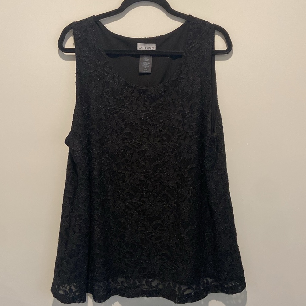 NEW Catherines Two Piece Black Lace Tank and Tunic Set Size 20w - Picture 2 of 4
